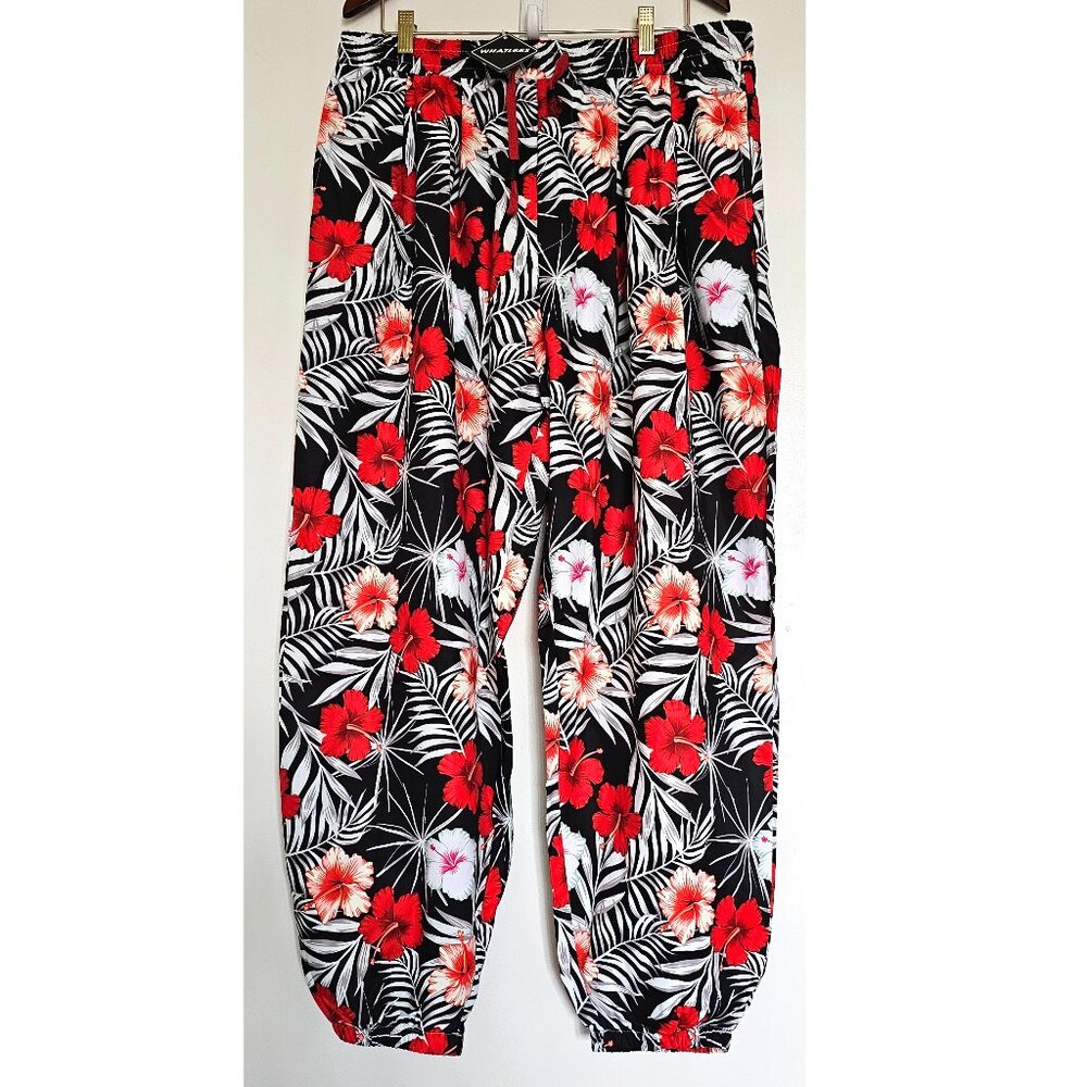 NWT! Whatlees Lightweight Colorful Hawaiian Tropical Jogger Lounge Pants XXL